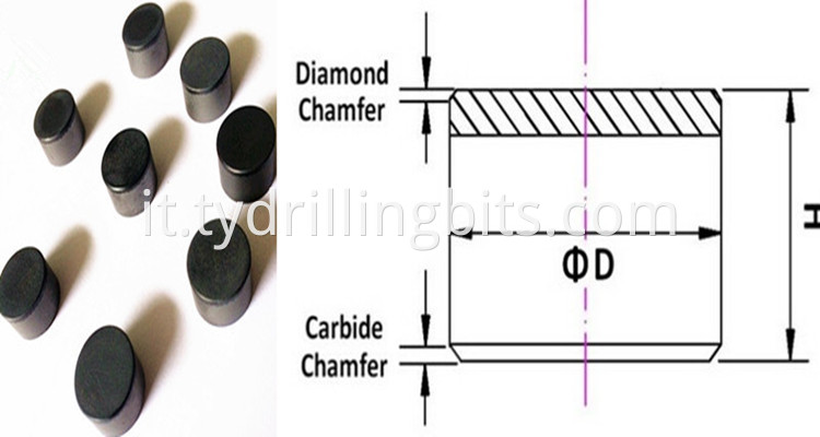 1308 inserti per cutter PDC per bit PDC di mining a carbone